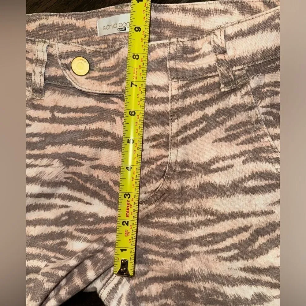Sonia Bogner Tan and Apricot Animal print luxury jeans